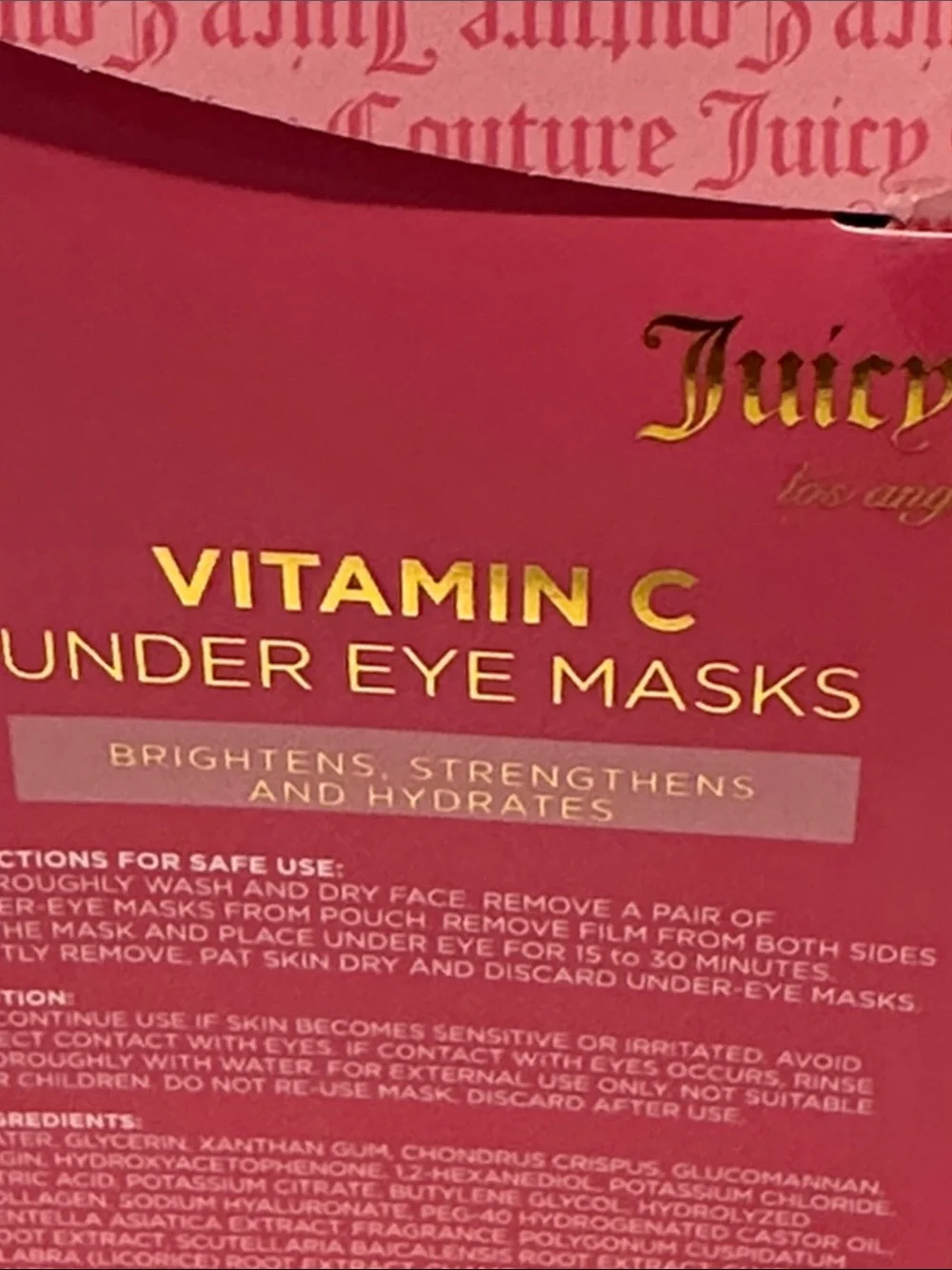 Juicy Couture Vitamin C and Collagen Undeteye Masks.  20 minutes treatment.